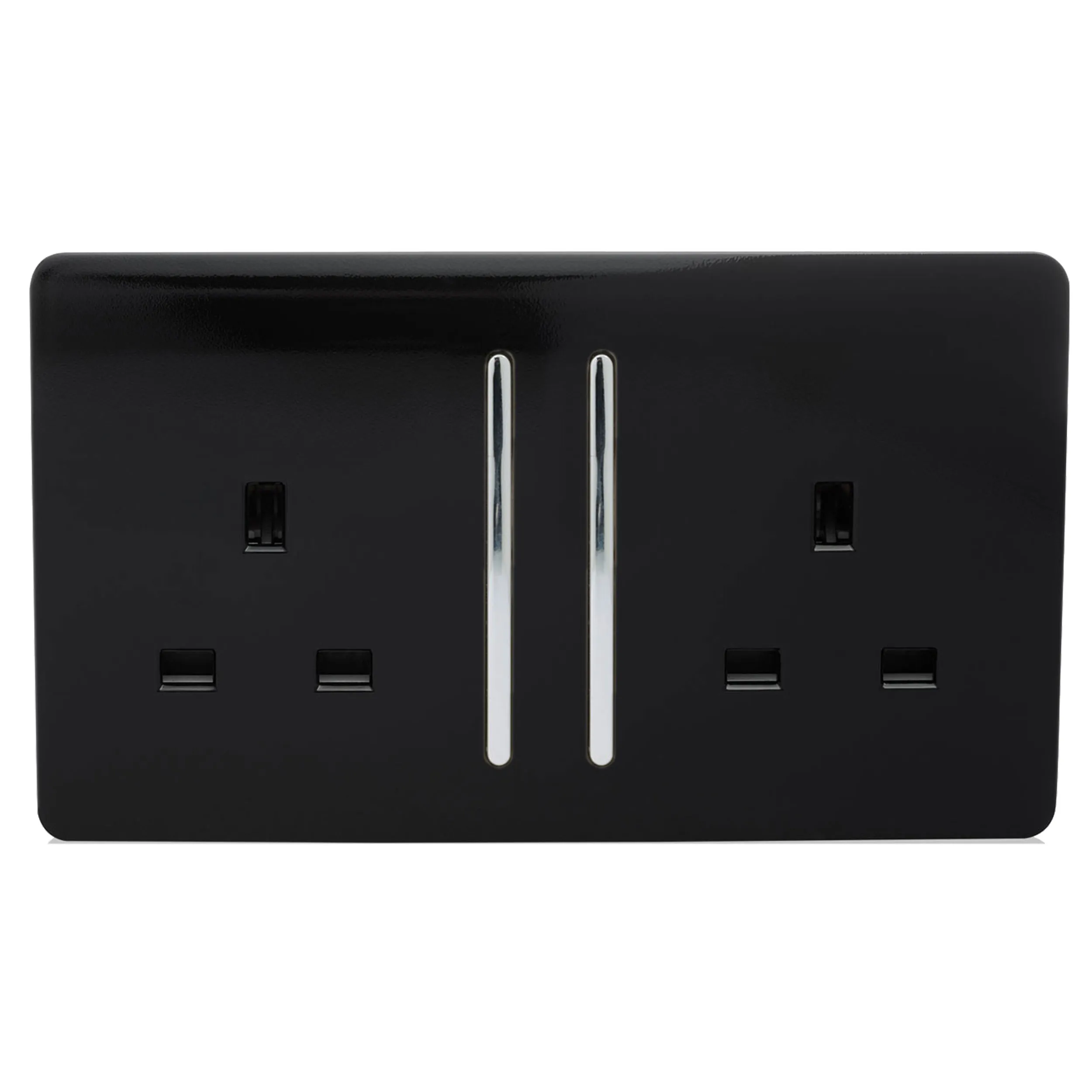 2 Gang 13Amp Long Switched Double Socket Gloss Black